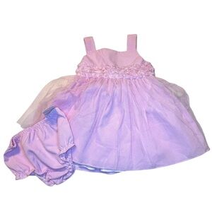 Sweet Heart Rose Girls Pink/White striped dress w/diaper cover/bloomer 18M NWT